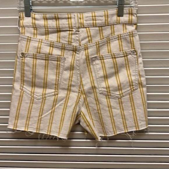 🎉HP🎉. 19. Anthropologie Pilcro High Rise Denim Shorts /Mustard & Cream Stripes - Picture 7 of 16